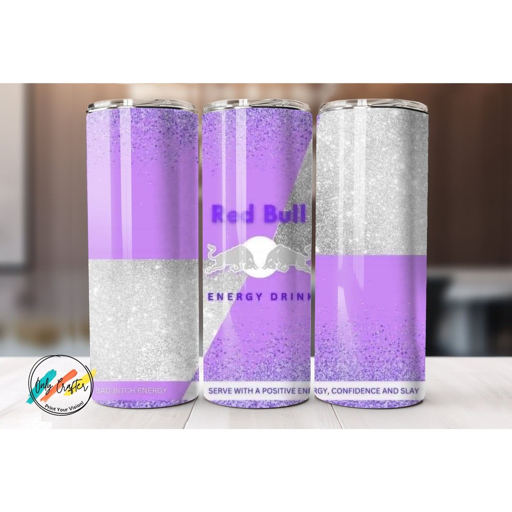 Purple Red Bull Custom Tumbler 20oz Skinny Tumbler Stainless Steel Insulated